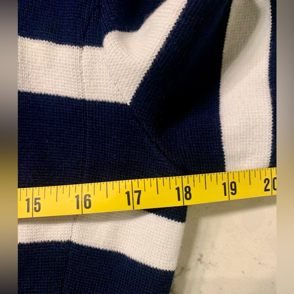 Lauren Ralph Lauren Navy and White Striped Blazer with Gold Accents - Picture 4 of 6